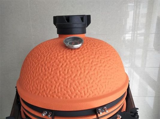 Runder orange glasig-glänzender GRILL 54.6cm Kamado keramischer Grill