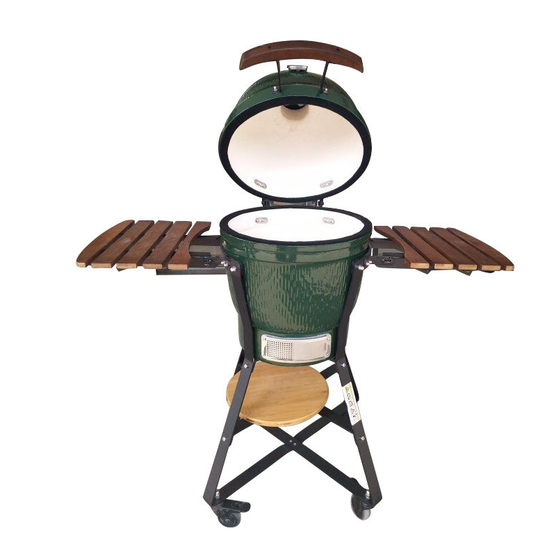 18 Zoll Stahl-Kamado-Grill, großer grüner Ei-Raucher-Grill für Garten