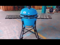 Holzkohle 22 Zoll keramische Kamado grillt blauen glatten Oberflächen- GRILL Bambus-Handlle