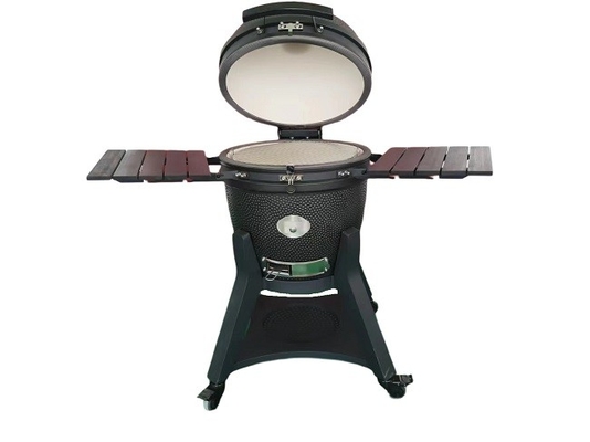 Holzkohle 22 Zoll Punkte Muster Keramik Kamado Grills mit schwarzem Pizza Stein