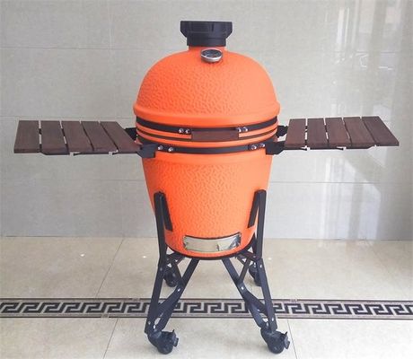 Runder orange glasig-glänzender GRILL 54.6cm Kamado keramischer Grill